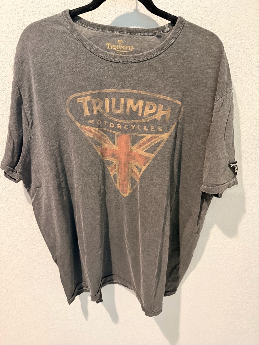 Triumph Charcoal Short Sleeve Tee with Vintage Union Jack Shield